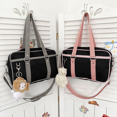 Japanese Mini High School Bags with Strap for School and Cosplay Luggage Plain Anime Game Student
