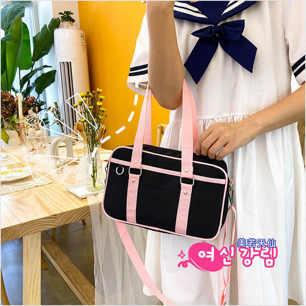 Japanese Mini High School Bags with Strap for School and Cosplay Luggage Plain Anime Game Student