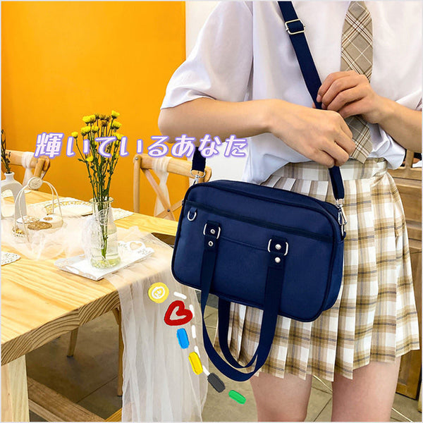 Japanese Mini High School Bags with Strap for School and Cosplay Luggage Plain Anime Game Student