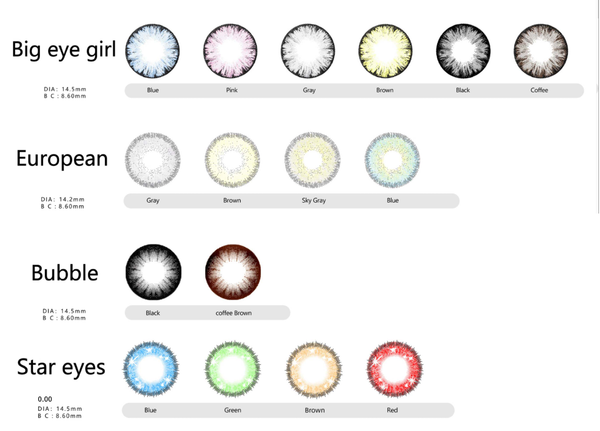 TinaCon 1 PAIR / 2 PCS Soft Contact Lens Doll Eyes Vibrant Lenses SALE