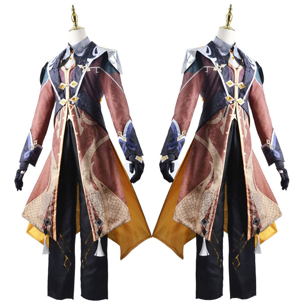 Genshin Impact Cosplay Anime Costume Set Zhongli Vago Mundo Uniform Halloween Party