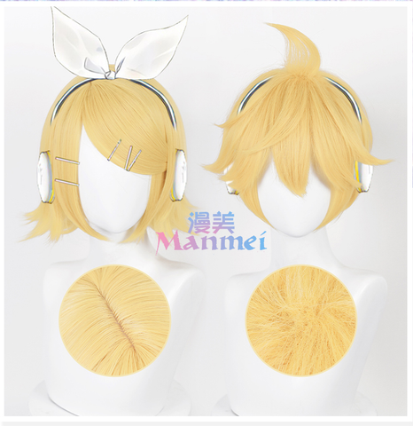 Manmei Wigs: Vocaloid: Len Rin Kagamine Twins Cosplay Wigs Authentic Manmei Brand Anime Game